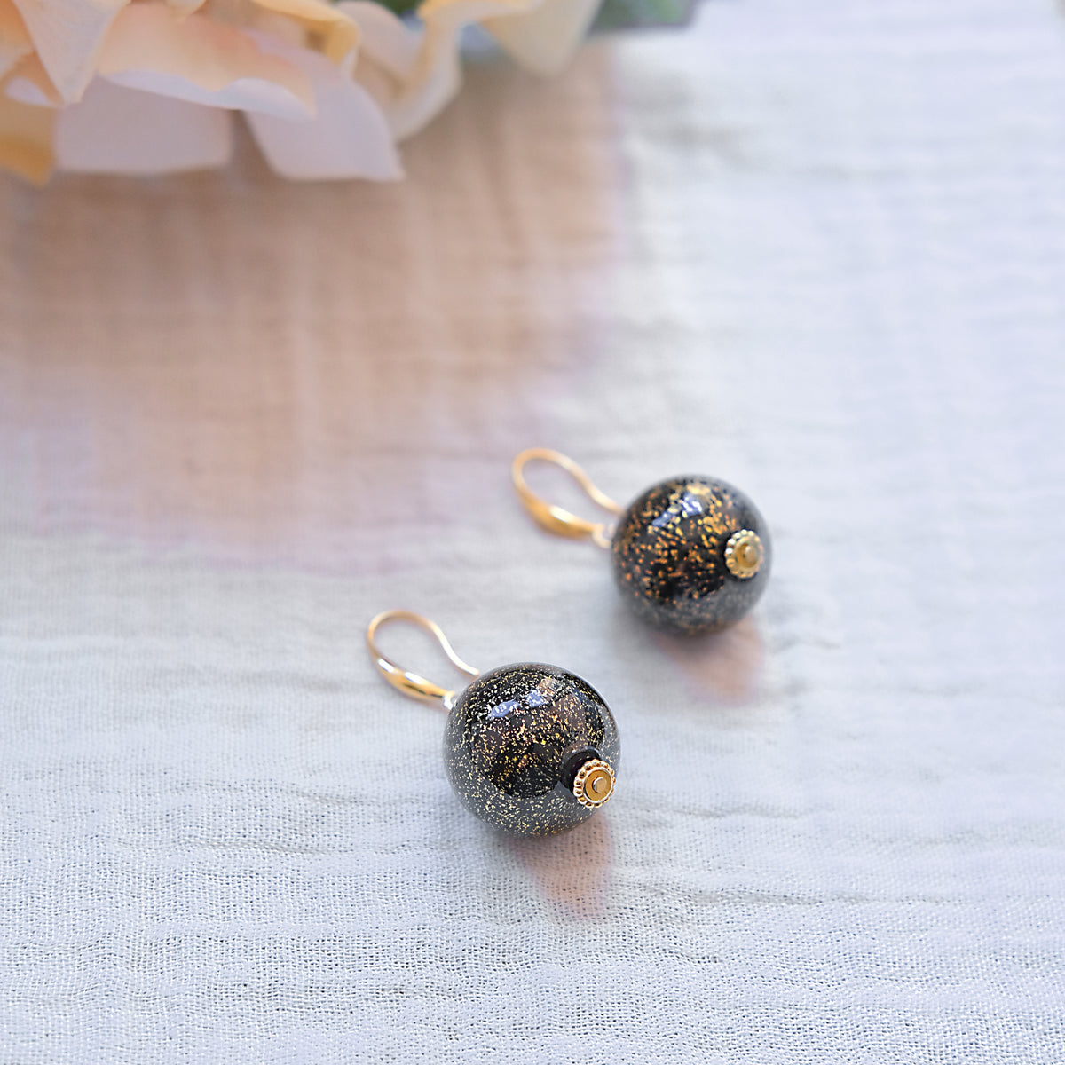 Blown Murano Glass Hook Drop Earrings - Gold