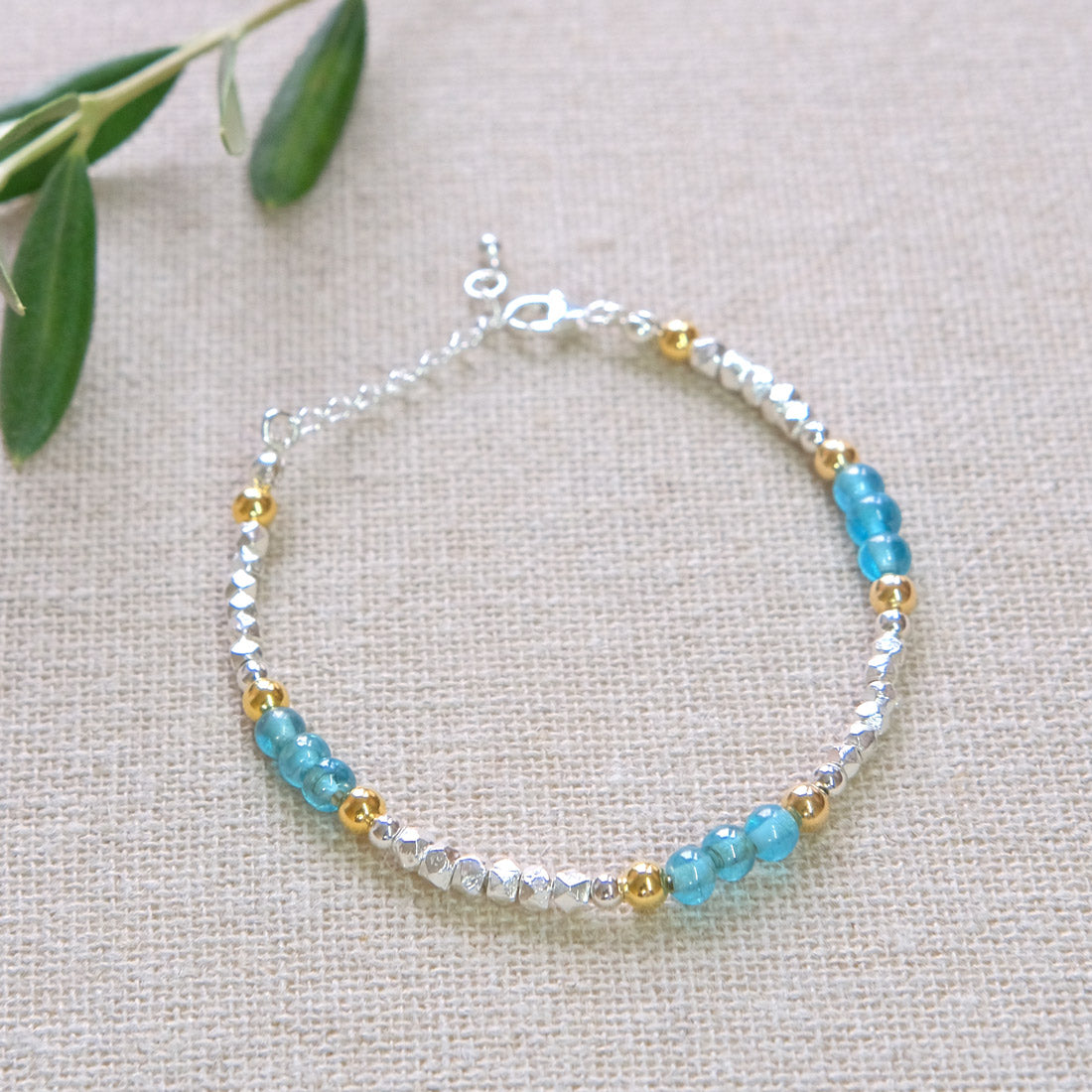 Beaded Bracelet - Blue, Silver and Gold