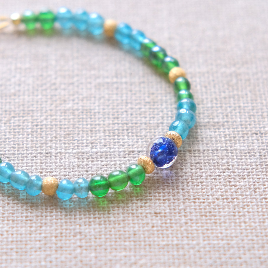 Blue and Green Bracelet - Gold Plated 1