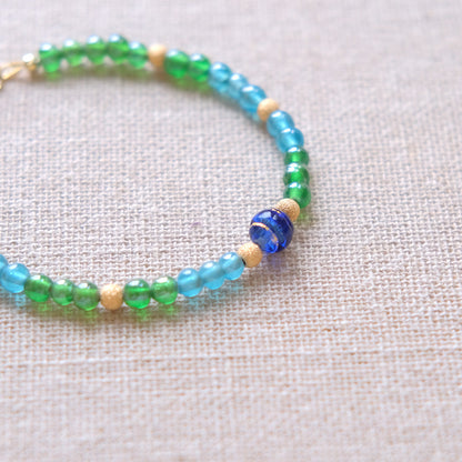 Blue and Green Bracelet - Gold Plated 2