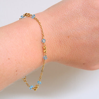 Blue Swarovski Crystal Bracelet - Sterling Silver