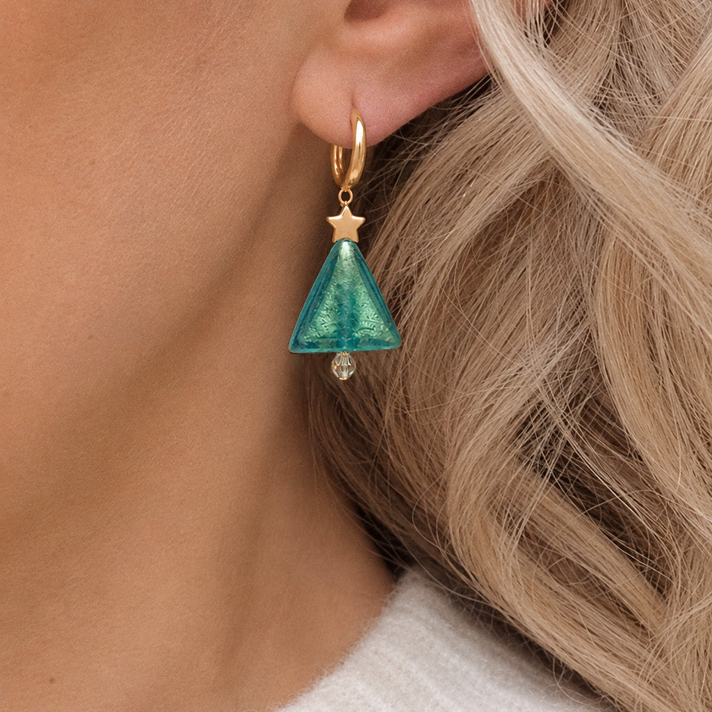 Christmas Tree and Star Earrings - Gold PRE ORDER