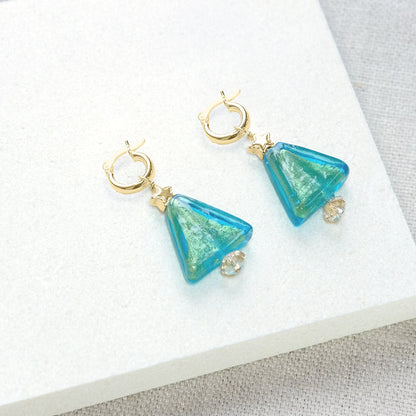 Christmas Tree and Star Earrings - Gold Plated