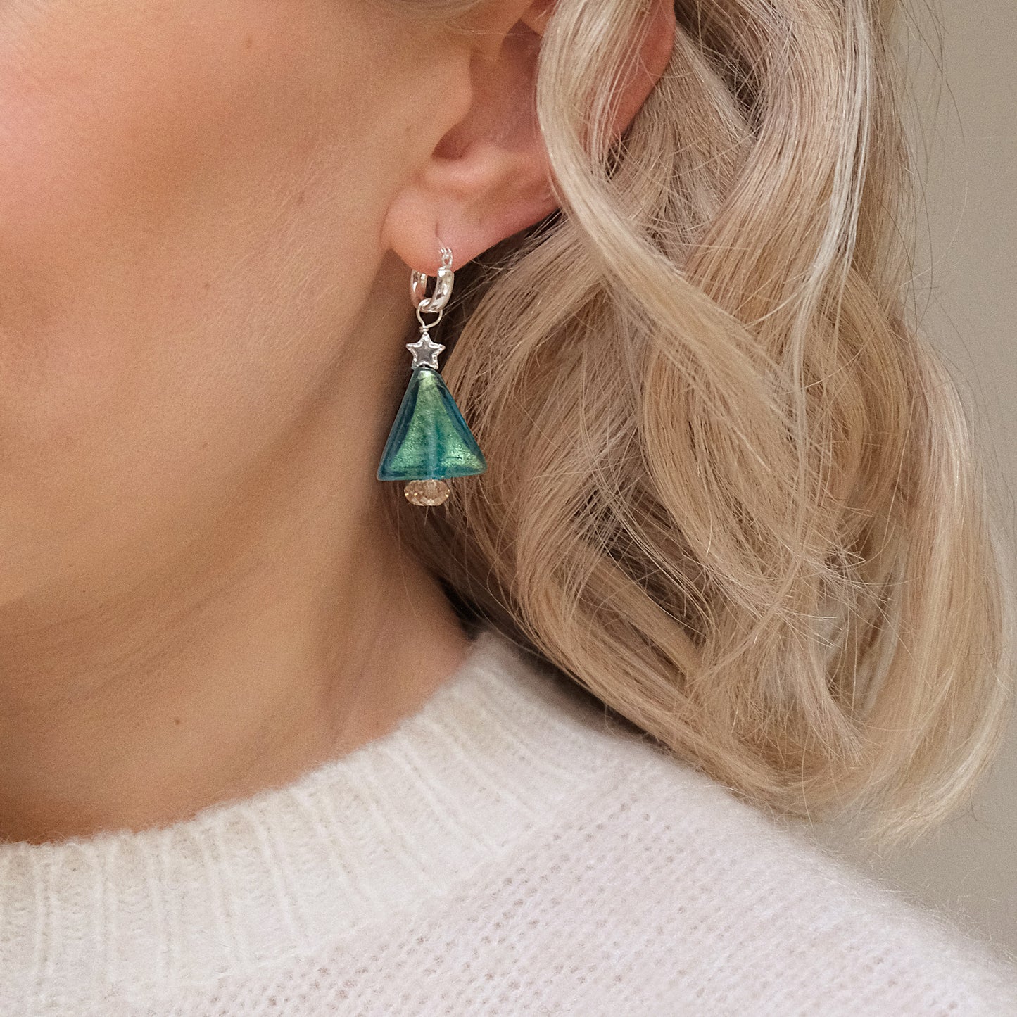 Christmas Tree and Star Earrings - Sterling silver