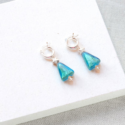 Christmas Tree and Star Earrings - Sterling silver - LAST PAIR