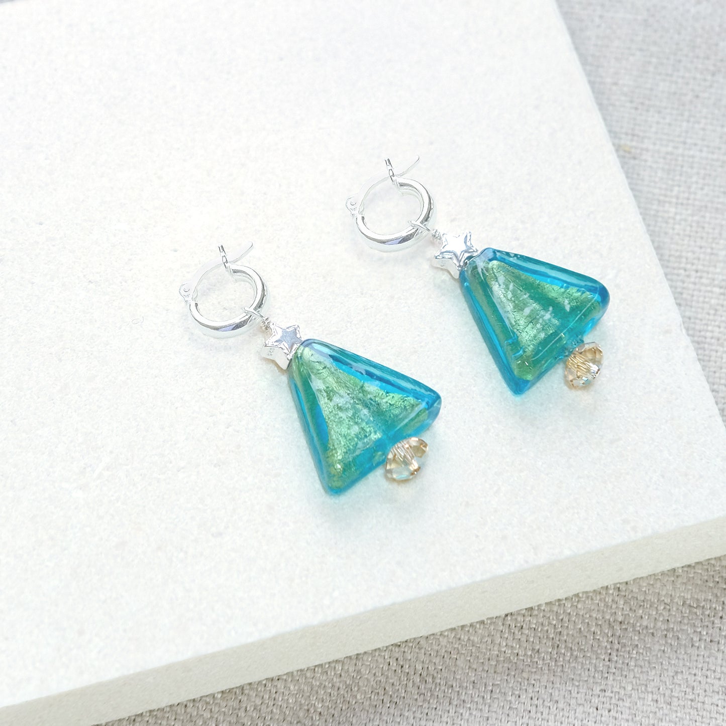 Christmas Tree and Star Earrings - Sterling silver