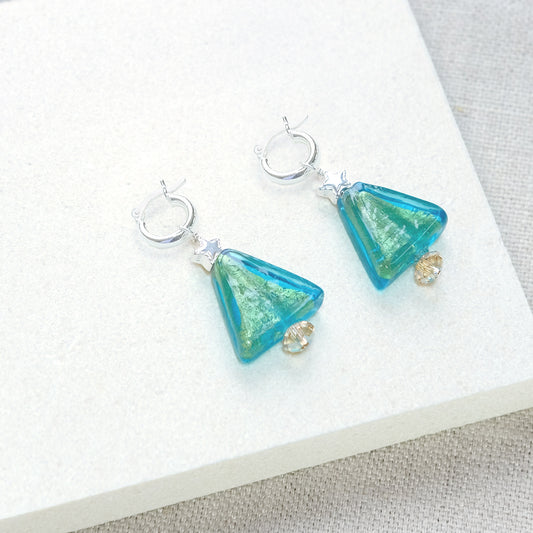 Christmas Tree and Star Earrings - Sterling silver