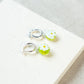 Daisy Coin Simple Hoop Earrings - Lime/Sterling Silver