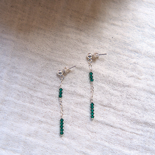 Emerald Green Swarovski Stud Earrings - Sterling Silver