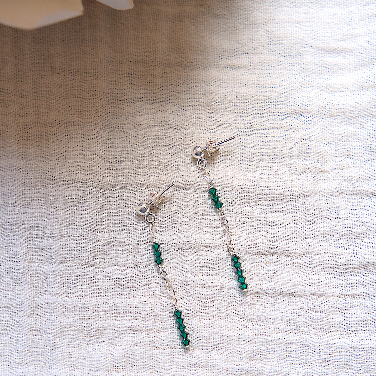 Emerald Green Swarovski Stud Earrings - Sterling Silver