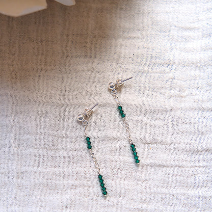 Emerald Green Swarovski Stud Earrings - Sterling Silver
