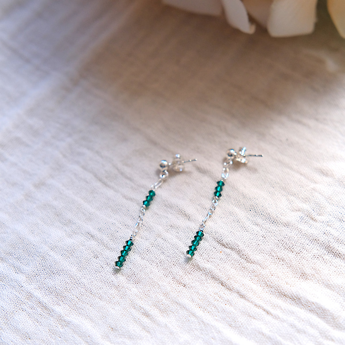 Emerald Green Swarovski Stud Earrings - Sterling Silver