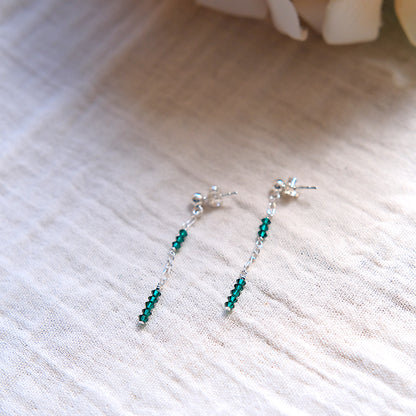 Emerald Green Swarovski Stud Earrings - Sterling Silver