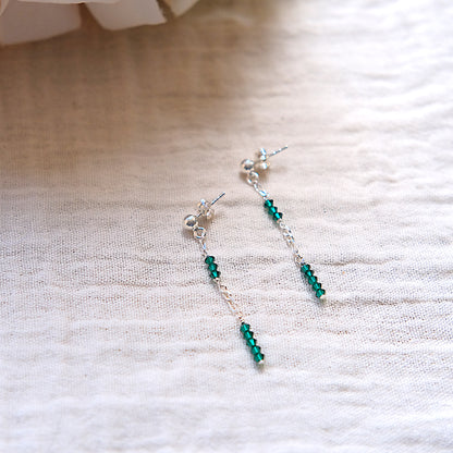 Emerald Green Swarovski Stud Earrings - Sterling Silver