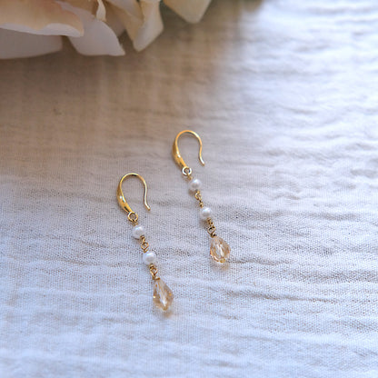 Faux Pearl Hook Drop Earrings - Gold