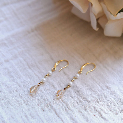 Faux Pearl Hook Drop Earrings - Gold