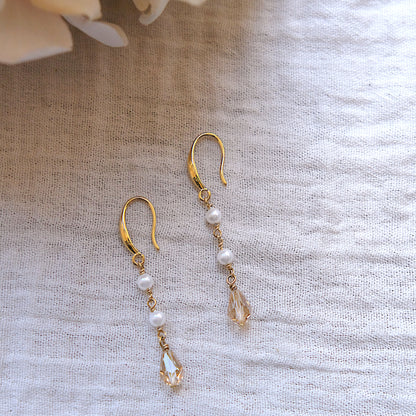 Faux Pearl Hook Drop Earrings - Gold