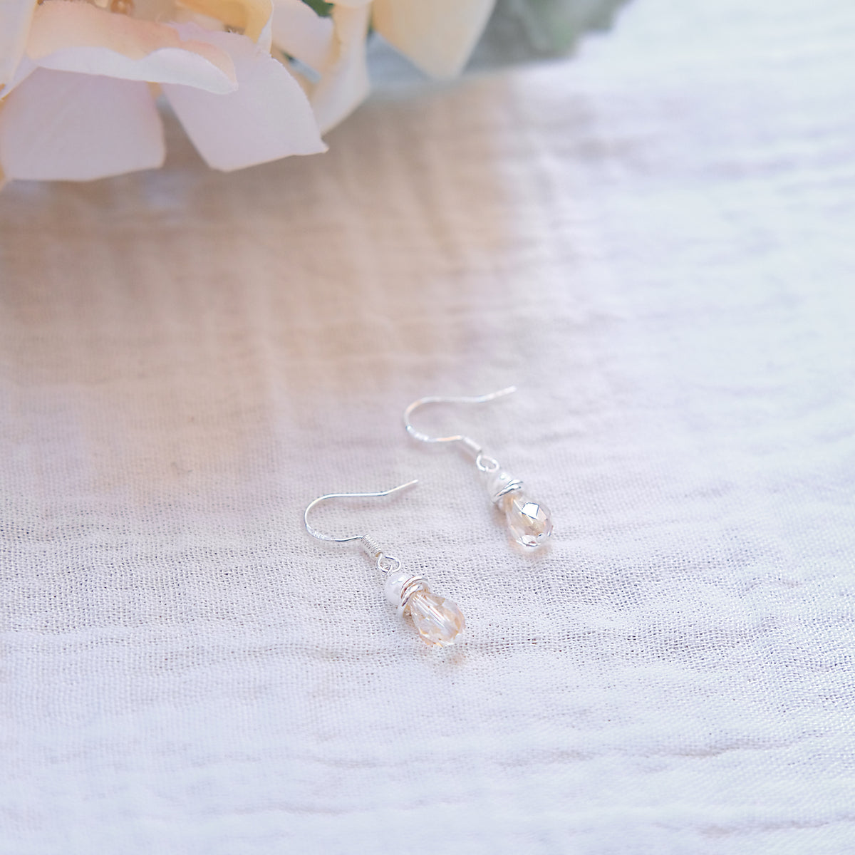 Faux Pearl Stud Drop Earrings - Sterling Silver