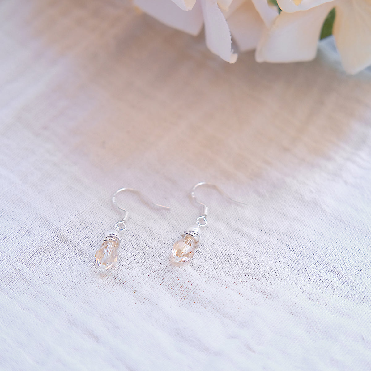 Faux Pearl Stud Drop Earrings - Sterling Silver