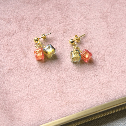Felice Stud Earrings - Pink/Green/Gold Vermeil