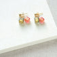 Felice Stud Earrings - Pink/Green/Gold Vermeil