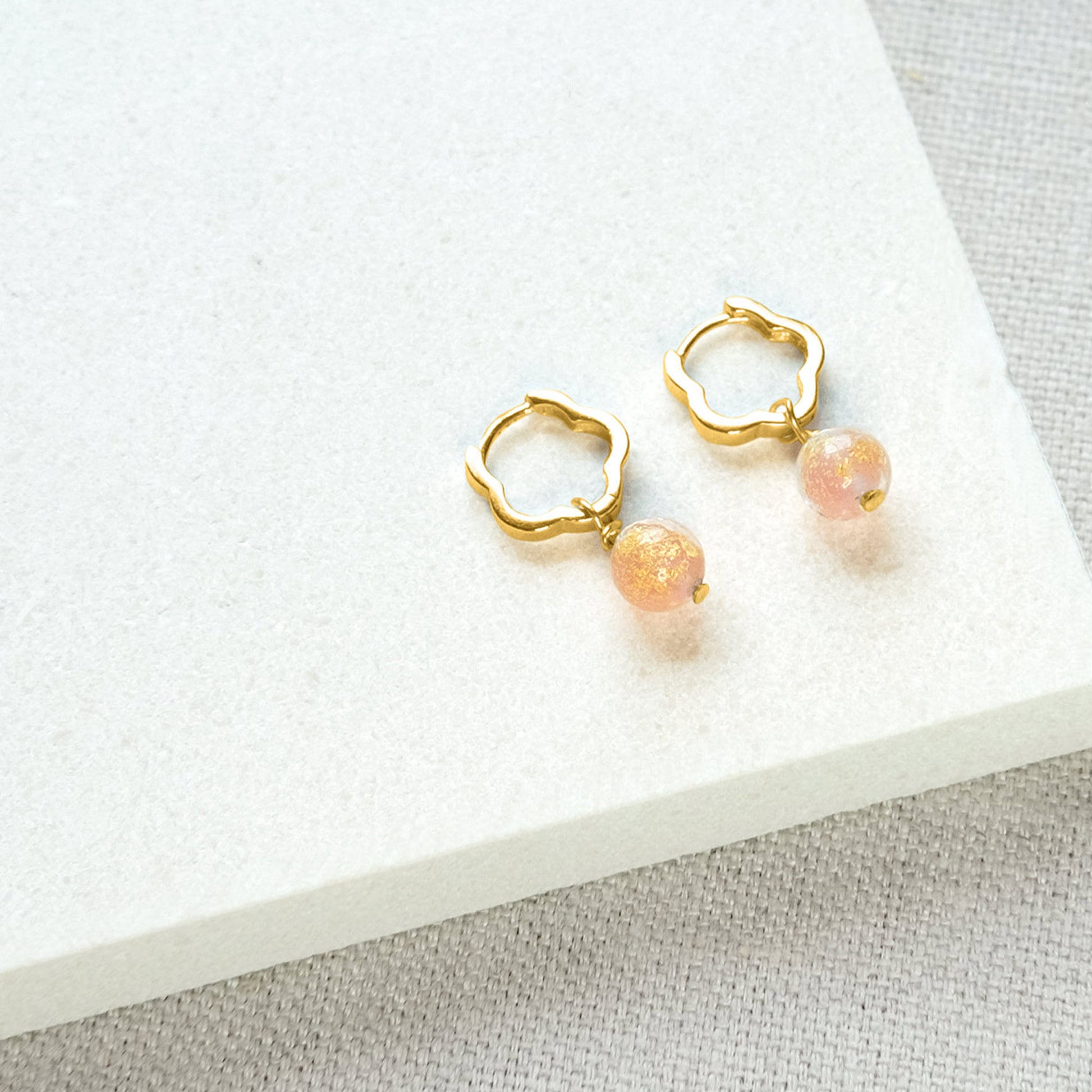 Rose Gold Earrings, Huggie Earrings, Rose Gold Hoop Earrings Rose Gold Vermeil / 8mm