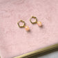 Flower Shaped Bubble Hoop Beaded Earrings - Pink/Gold Vermeil