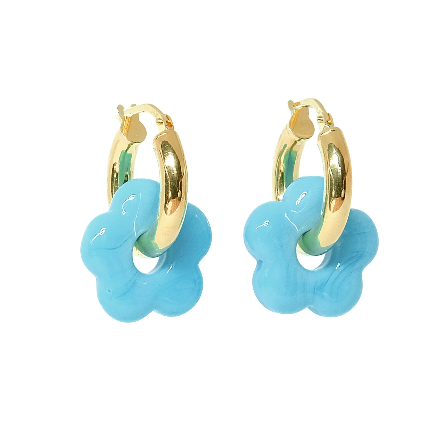 Flower Infinity Earrings - Blue/Gold Vermeil