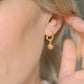 Flower Shaped Bubble Hoop Beaded Earrings - Pink/Gold Vermeil
