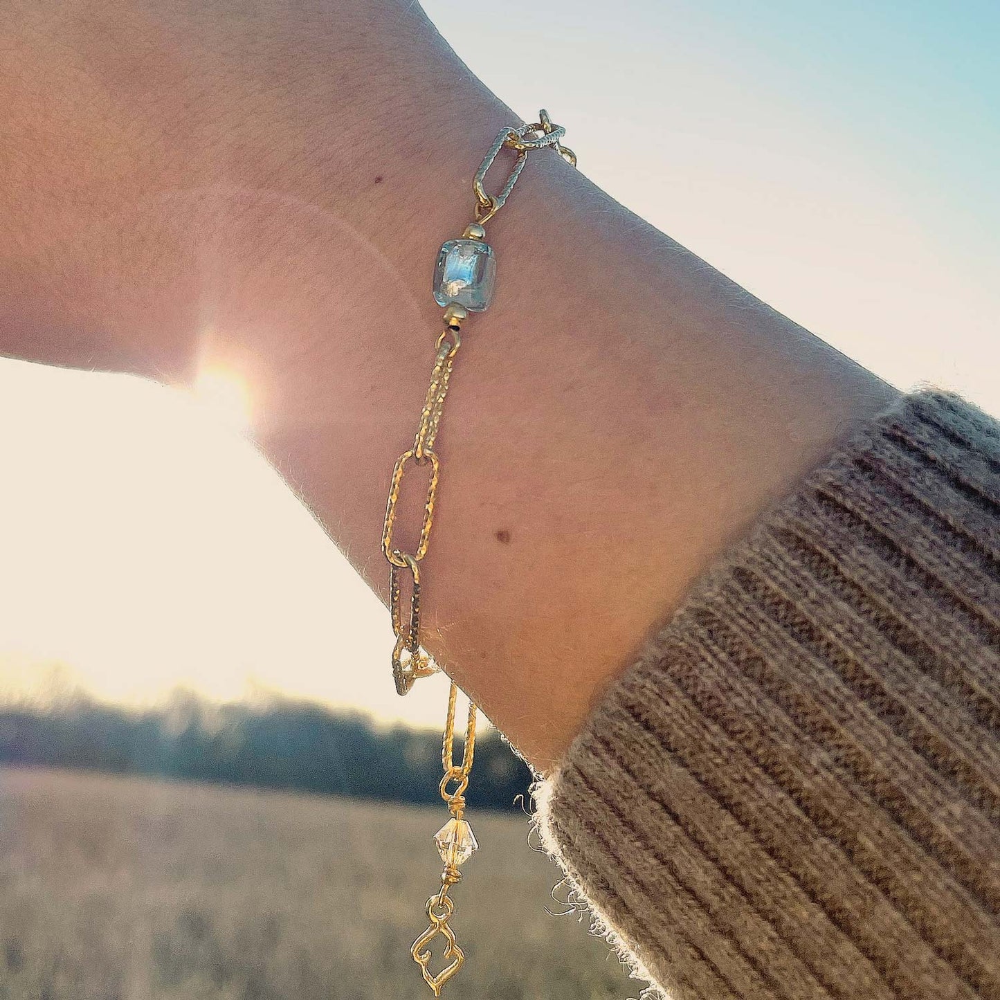 Azure Paperclip Bracelet - Gold vermeil