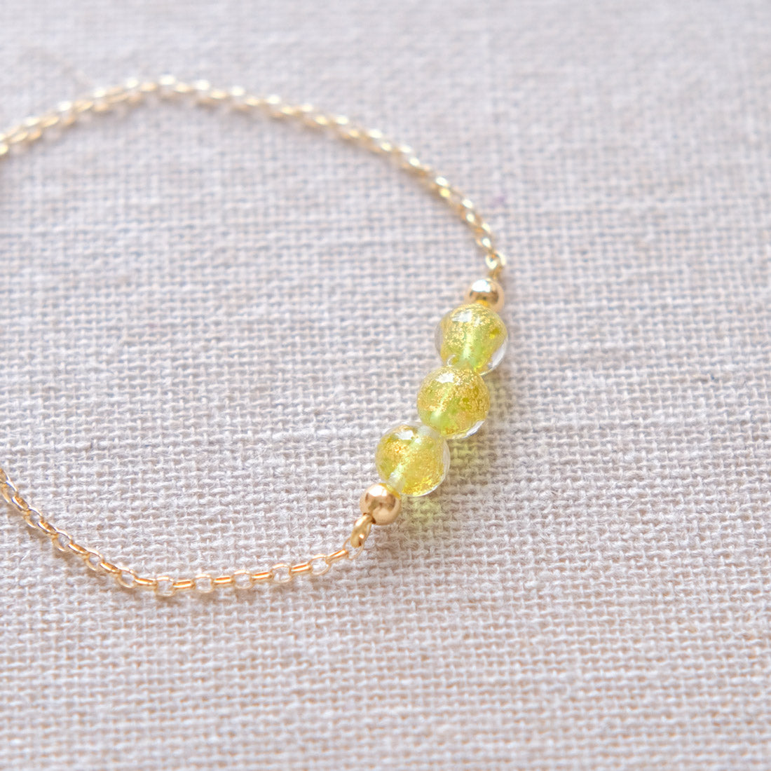 Lime Murano Glass Bracelet - Gold Plated