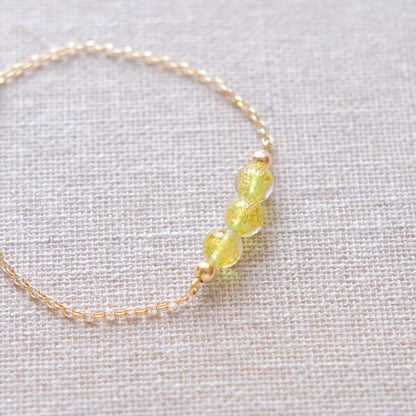 Lime Murano Glass Bracelet - Gold Plated