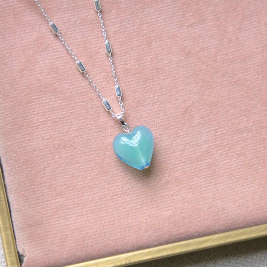Green Heart Necklace - Sterling silver