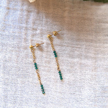 Emerald Green Swarovski Stud Earrings - Gold