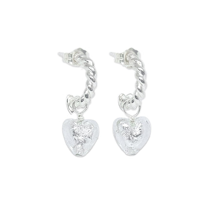 Heart Hoops 'Love Mi Amorè - Sterling Silver