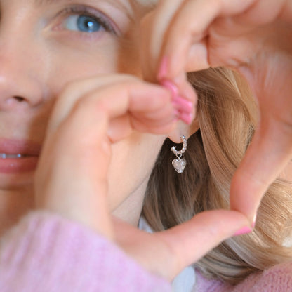 Heart Hoops 'Love Mi Amorè - Teal/Sterling Silver