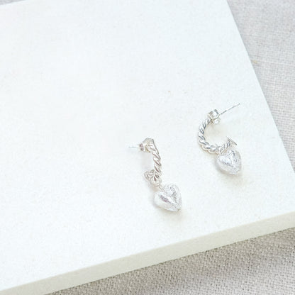 Heart Hoops 'Love Mi Amorè - Sterling Silver