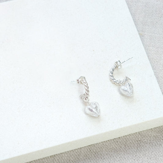 Heart Hoops 'Love Mi Amorè - Sterling Silver