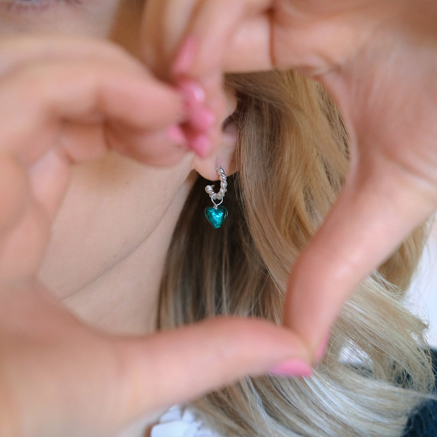 Heart Hoops 'Love Mi Amorè - Sterling Silver