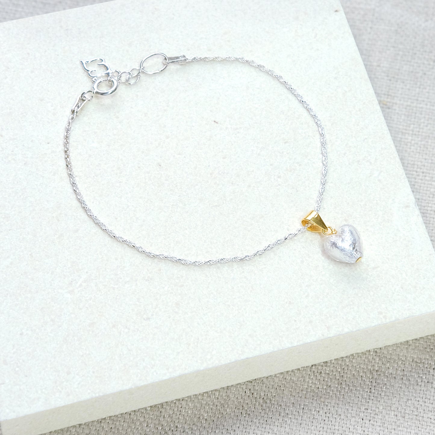 Heart 'Love Mi Amore' Bracelet - Sterling silver/gold vermeil