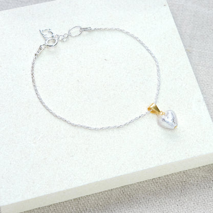Heart 'Love Mi Amore' Bracelet - Sterling silver/gold vermeil