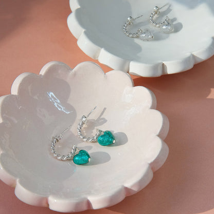Heart Hoops 'Love Mi Amorè - Teal/Sterling Silver