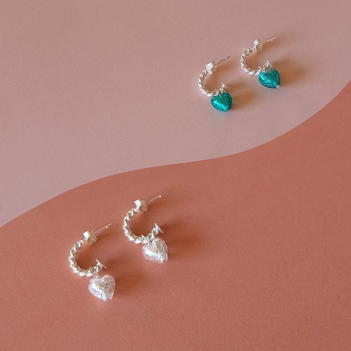 Heart Hoops 'Love Mi Amorè - Sterling Silver