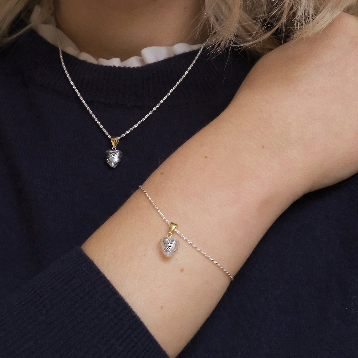 Heart Necklace 'Love Mi Amore' - Sterling Silver/Gold Vermeil