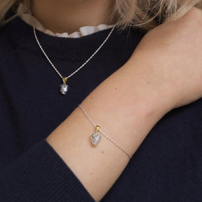 Heart Necklace 'Love Mi Amore' - Sterling Silver/Gold Vermeil