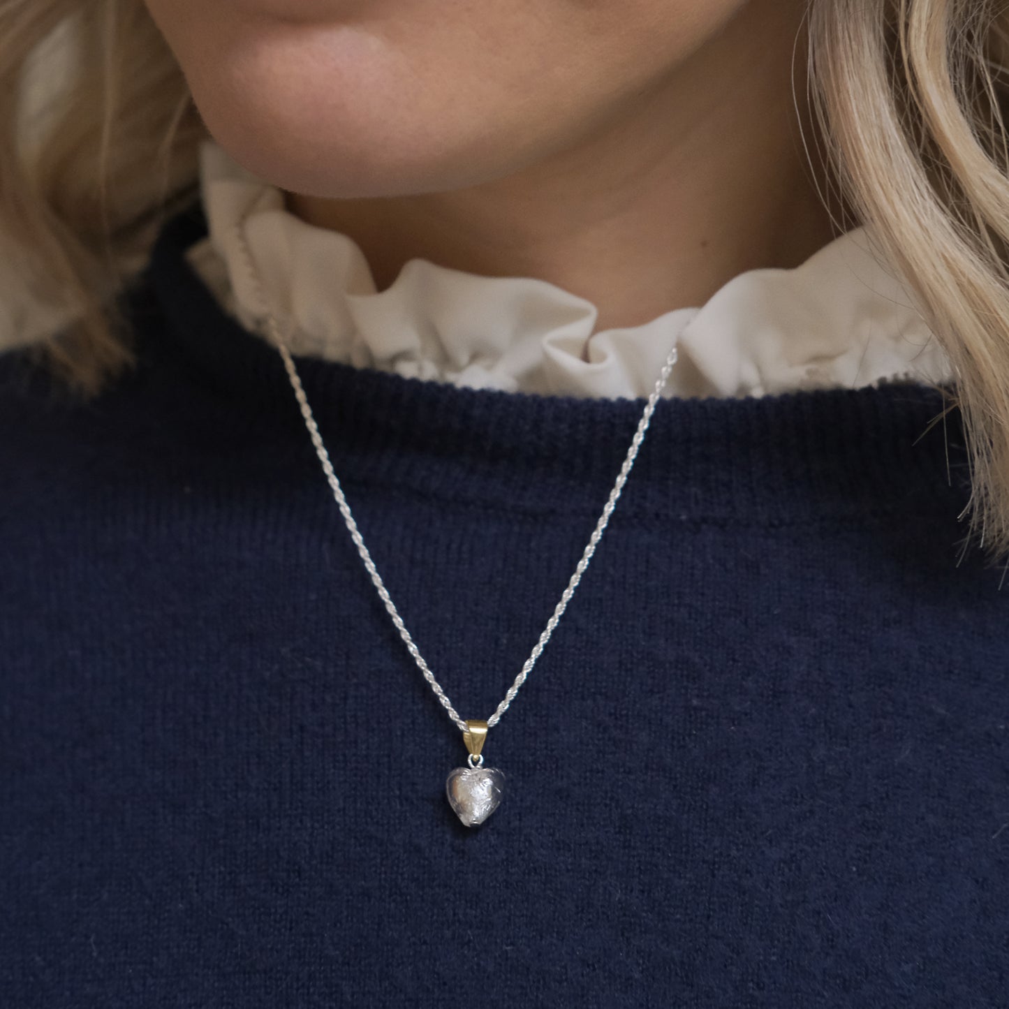 Heart Necklace 'Love Mi Amore' - Sterling Silver/Gold Vermeil