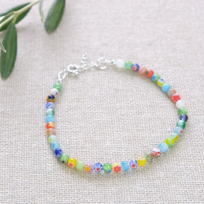 Beaded Summer Multicolour Bracelet - Sterling Silver