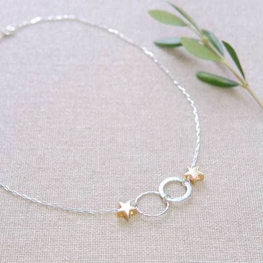 Star and Link Necklace - Sterling Silver