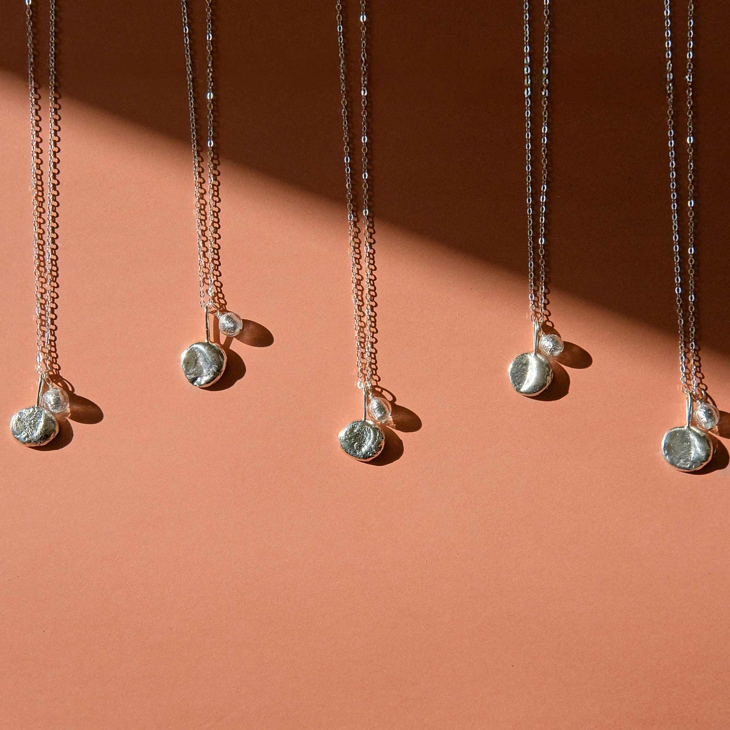 Molten Crescent Moon Stud Earrings - Sterling Silver