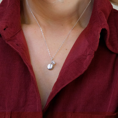 Molten Crescent Moon Necklace - Sterling Silver